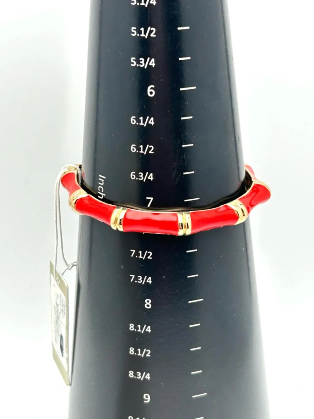 Tommy Bahama Red Enamel Bamboo Hinged Bangle Bracelet NWT - Picture 3 of 3